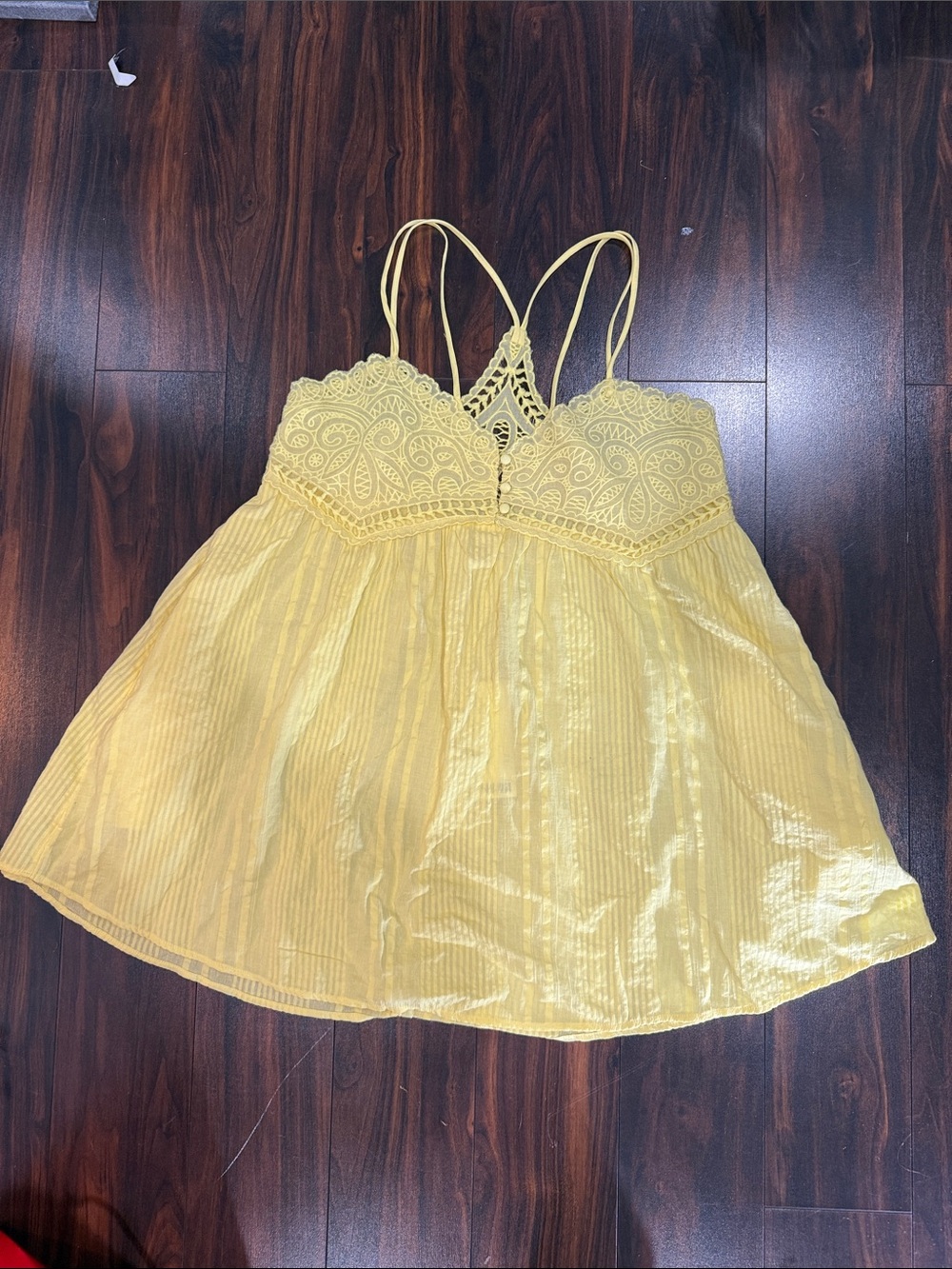 Urban Outfitters Yellow Lace-Trim Mini Dress